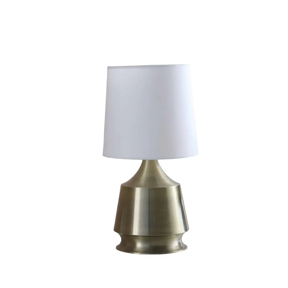 14" Brass Bedside Table Lamp With White Empire Shade HomeRoots