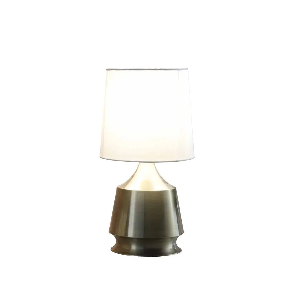 14" Brass Bedside Table Lamp With White Empire Shade HomeRoots