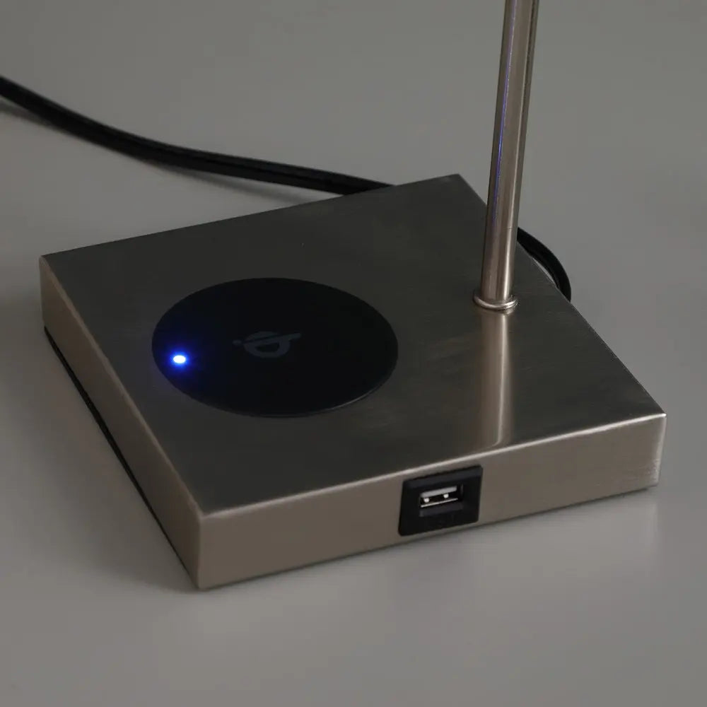 22" Gray Bedside Table Lamp With Gray Square Shade HomeRoots