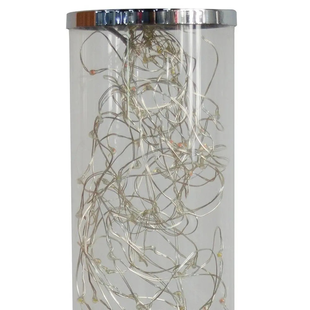 13" Silver Metal Column LED Rope Table Lamp With Clear HomeRoots
