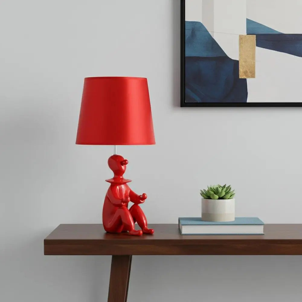 21" Red Bedside Table Lamp With Red Empire Shade HomeRoots