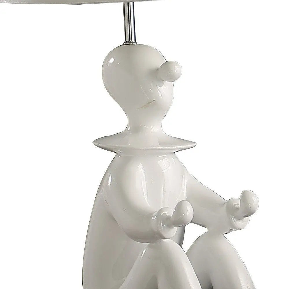 21" White Novelty Clown Table Lamp With White Empire Shade HomeRoots