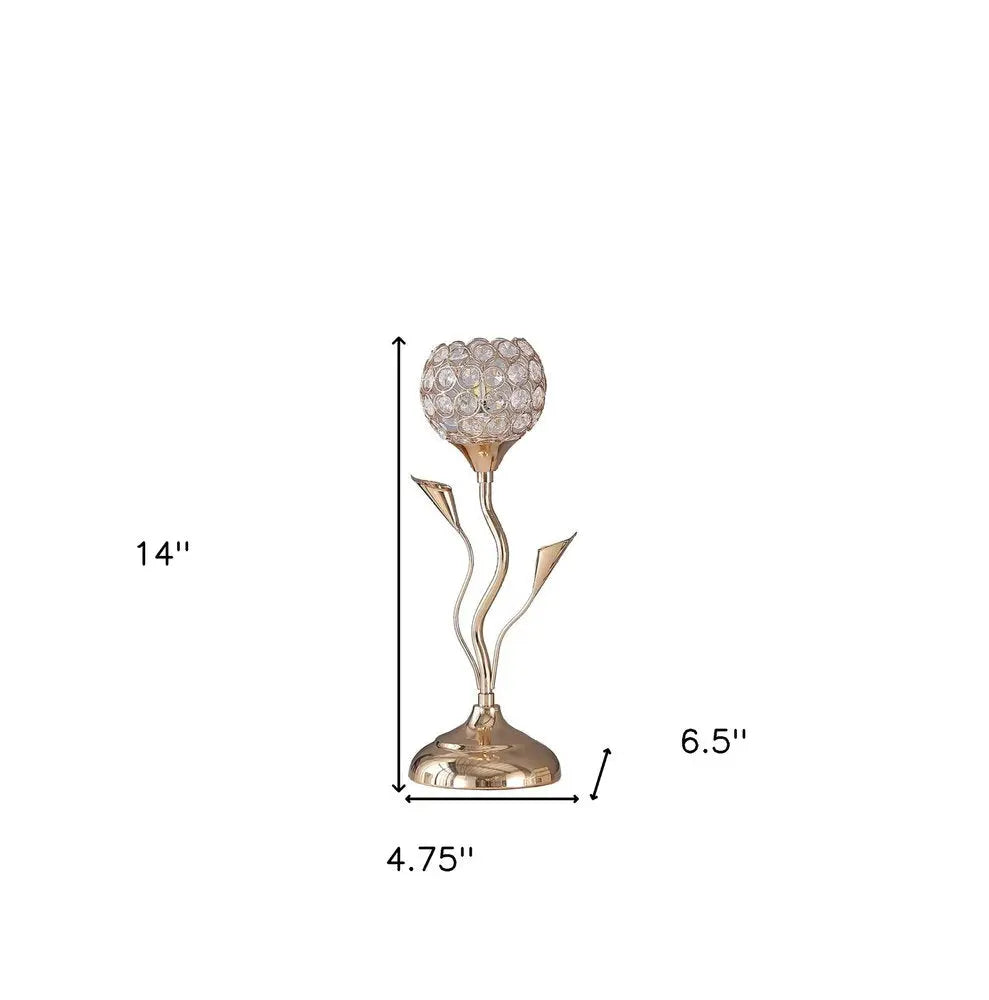 14" Gold Bedside Table Lamp With Clear Novelty Shade HomeRoots