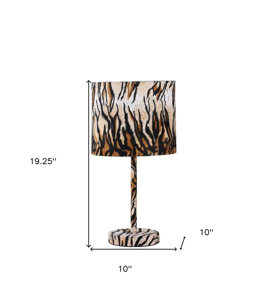 19" Brown And Black Bedside Table Lamp With Brown And Black Drum Shade HomeRoots