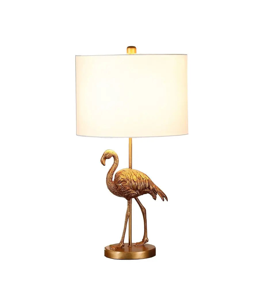 26" Gold Flamingo Table Lamp With White Drum Shade HomeRoots