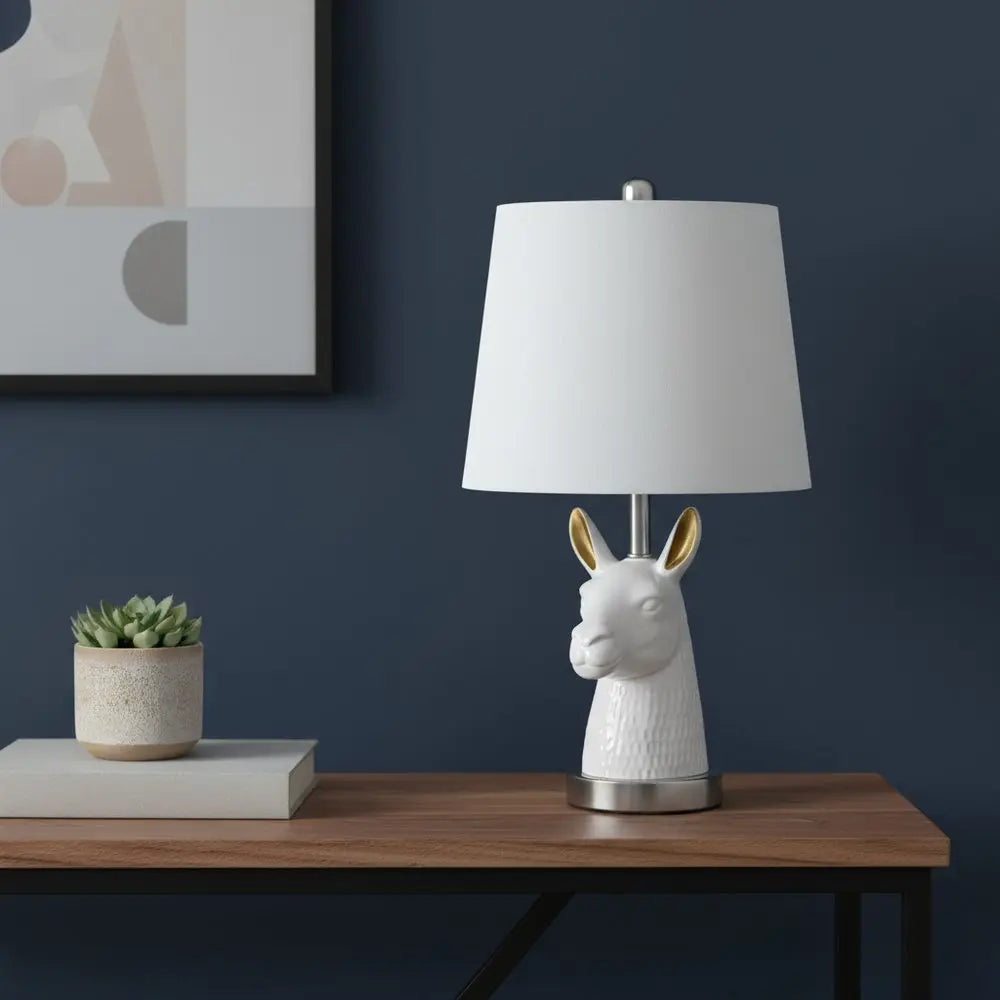 21" Silver Bedside Table Lamp With White Empire Shade HomeRoots