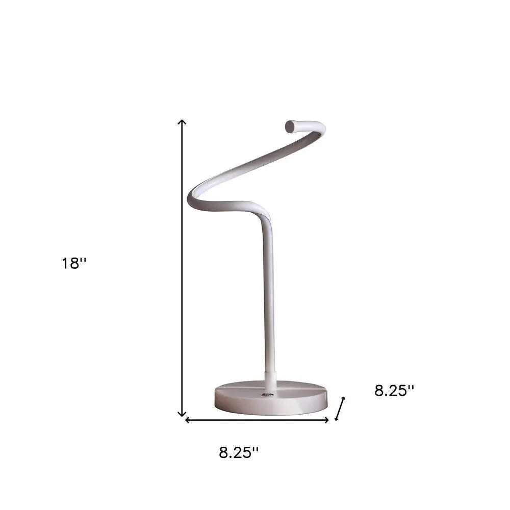 18" White Curvy Spiral LED Table Lamp HomeRoots