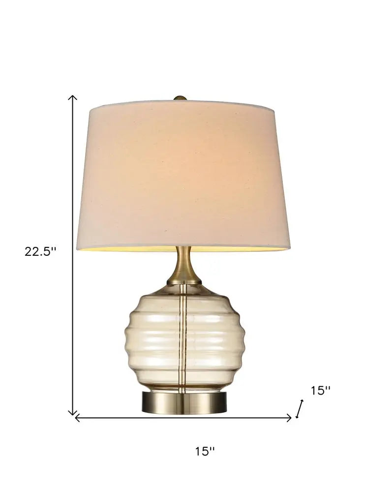 23" Off-White Metal Bedside Table Lamp With Off-White Shade HomeRoots