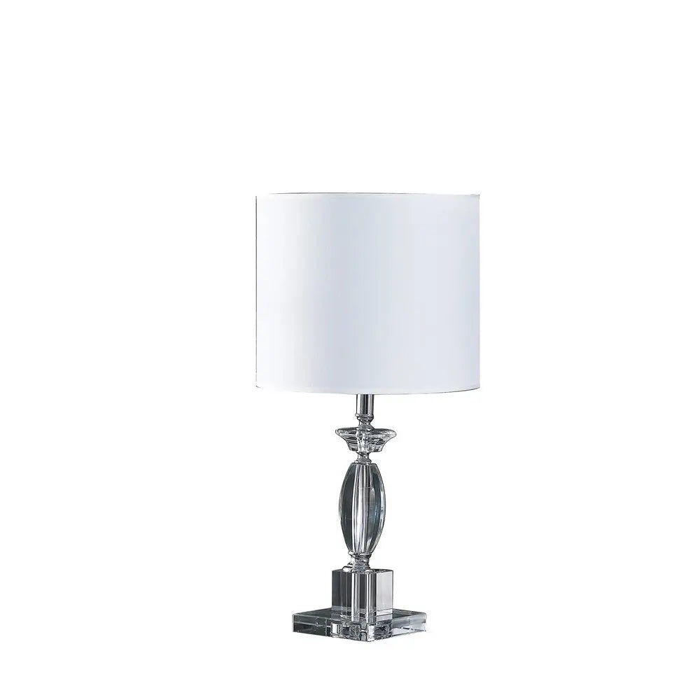 23" Silver Crystal Standard Table Lamp With White Classic Drum Shade Table Lamp HomeRoots