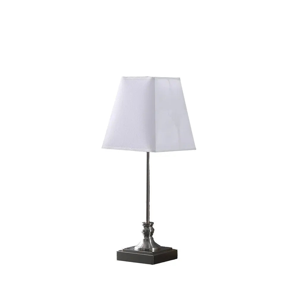 19" Silver Bedside Table Lamp With White Empire Shade HomeRoots