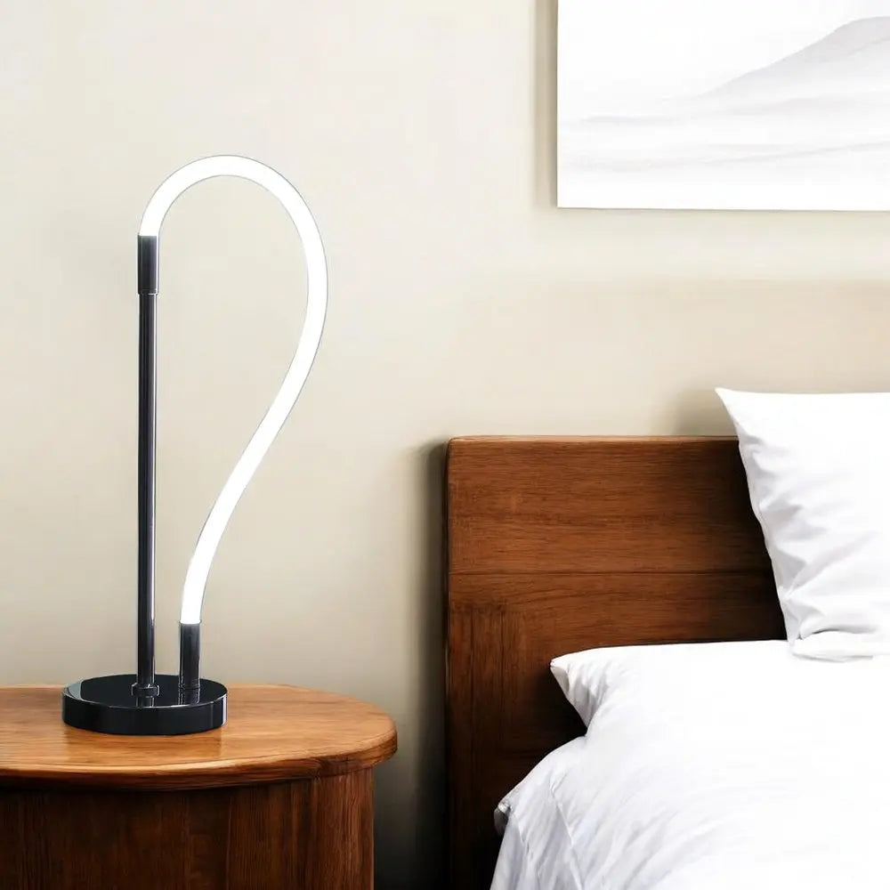 21" Silver Bedside Led Table Lamp HomeRoots