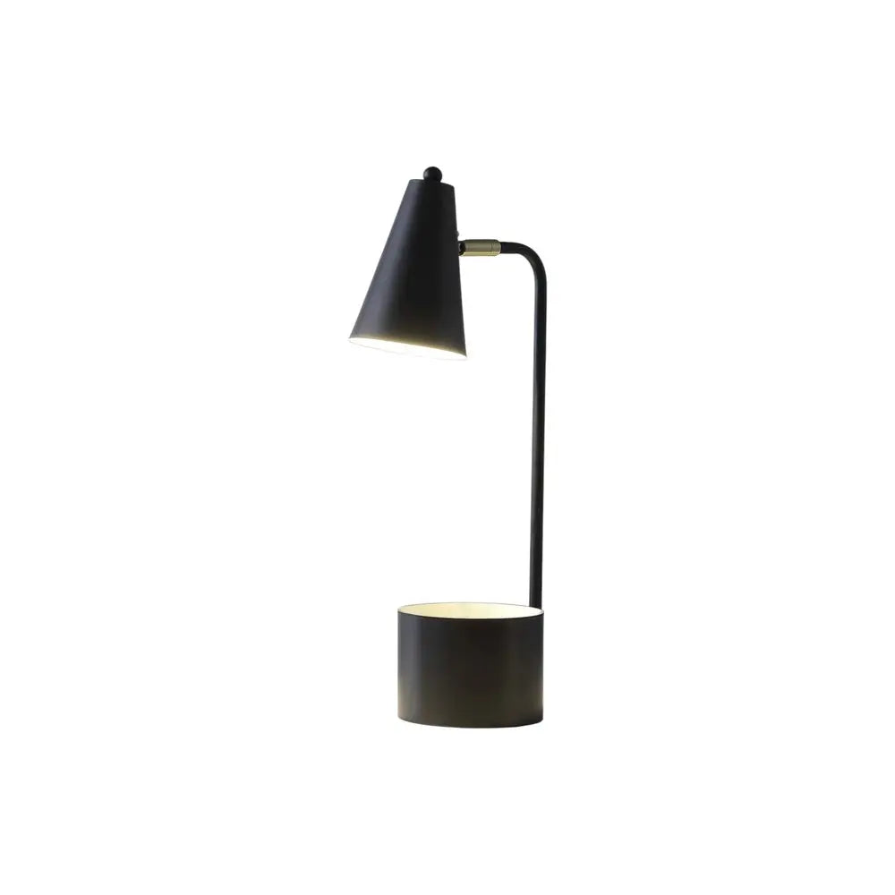 20" Black Desk Table Lamp With Black Cone Shade HomeRoots