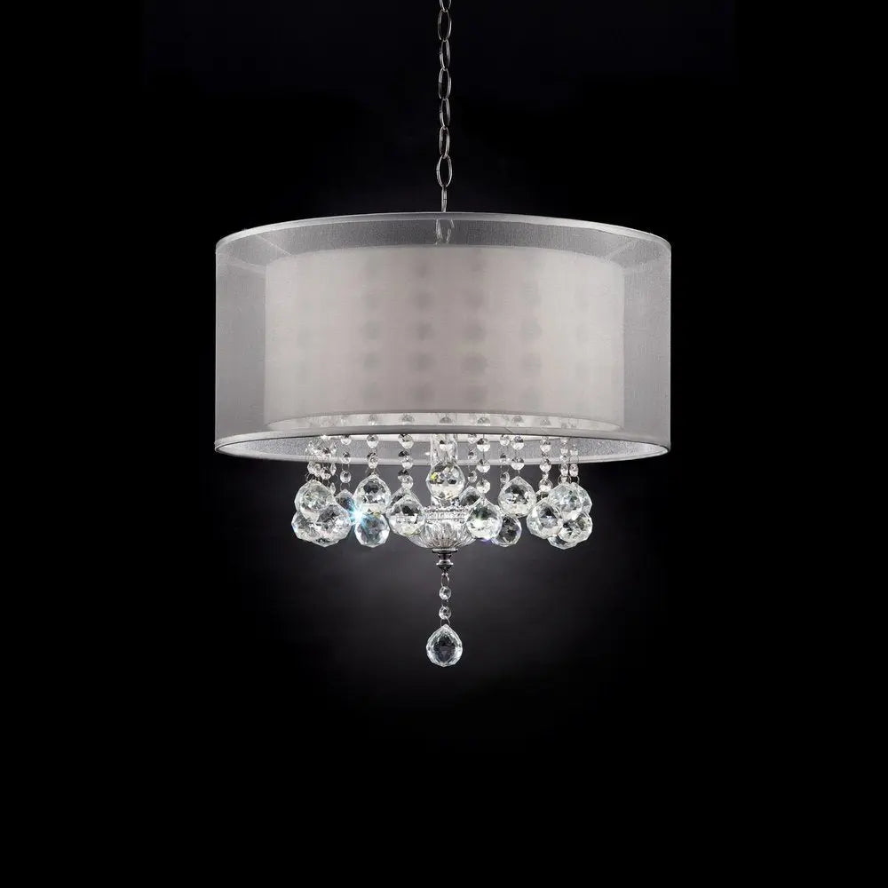 Chic Silver Ceiling Lamp with Crystal Accents and Silver Shade HomeRoots