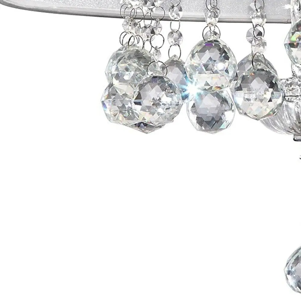 Chic Silver Ceiling Lamp with Crystal Accents and Silver Shade HomeRoots