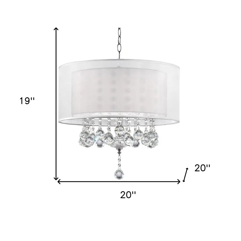 Chic Silver Ceiling Lamp with Crystal Accents and Silver Shade HomeRoots