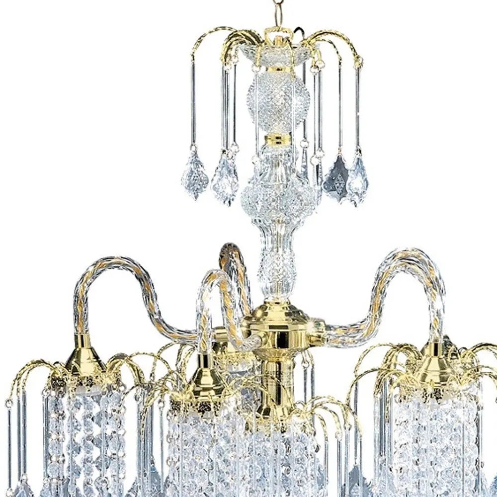 Two Tier Crystal and Gold Hanging Chandelier Light HomeRoots