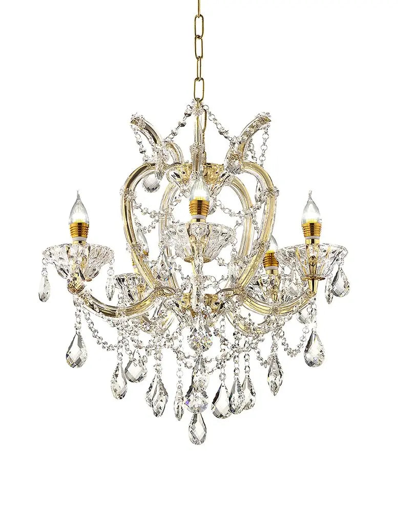 Five Light Glam Gold and Faux Crystal Chandelier HomeRoots