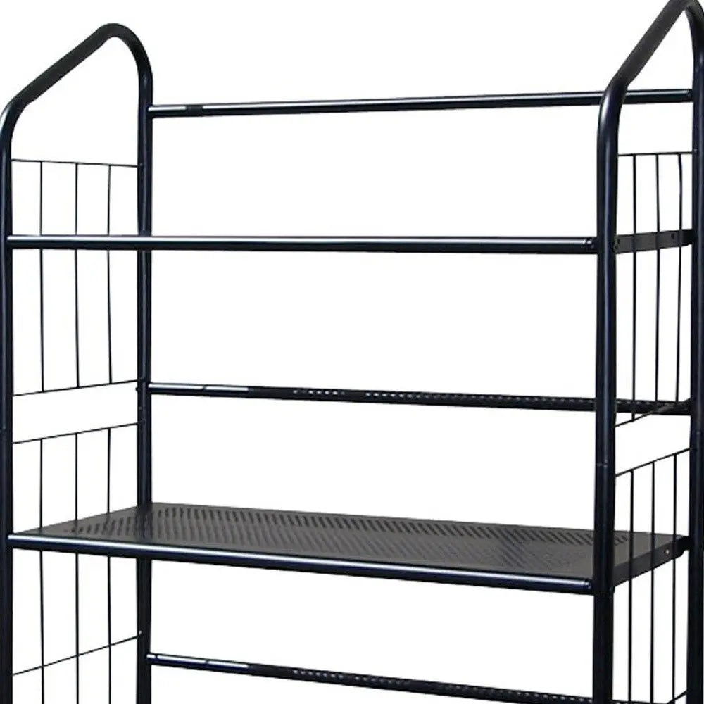 49" Black Metal Four Tier Bookcase