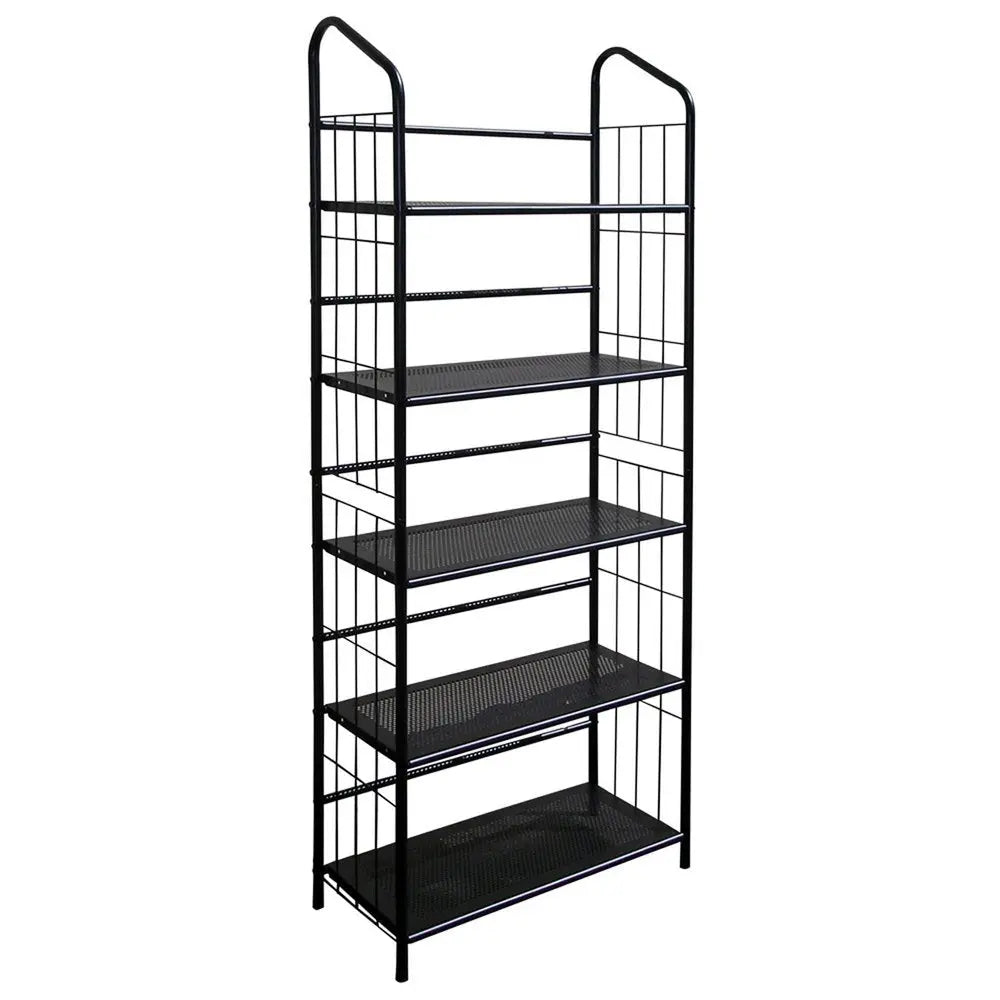 64" Black Metal Five Tier Bookcase