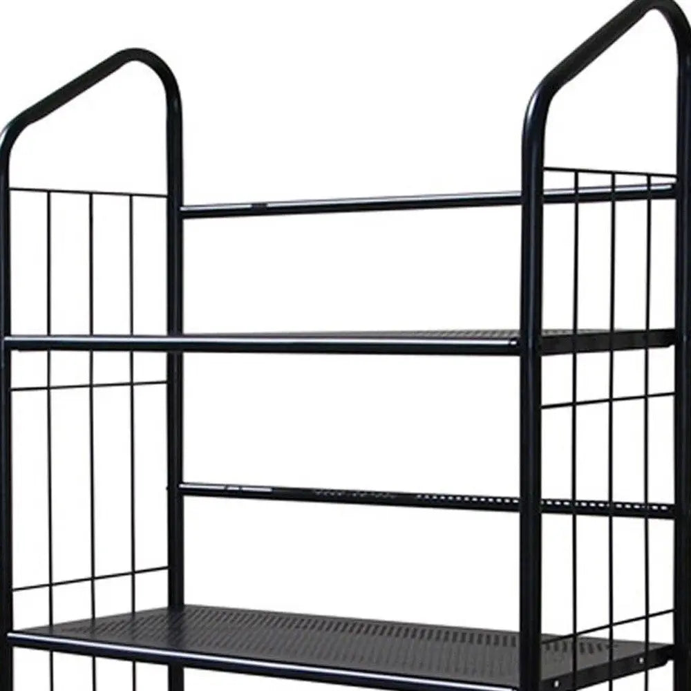 64" Black Metal Five Tier Bookcase