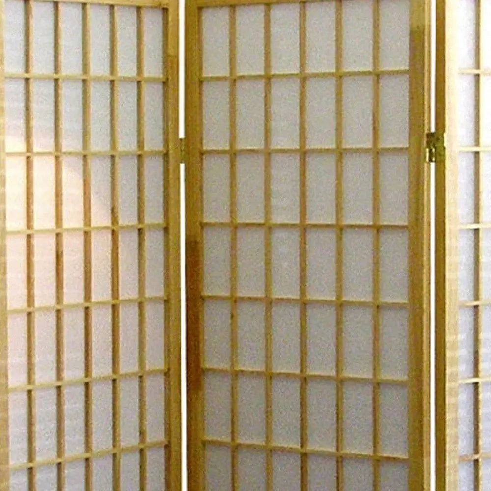 70" Brown Heavy Duty Rice Paper Folding Three Panel Screen Room Divider HomeRoots