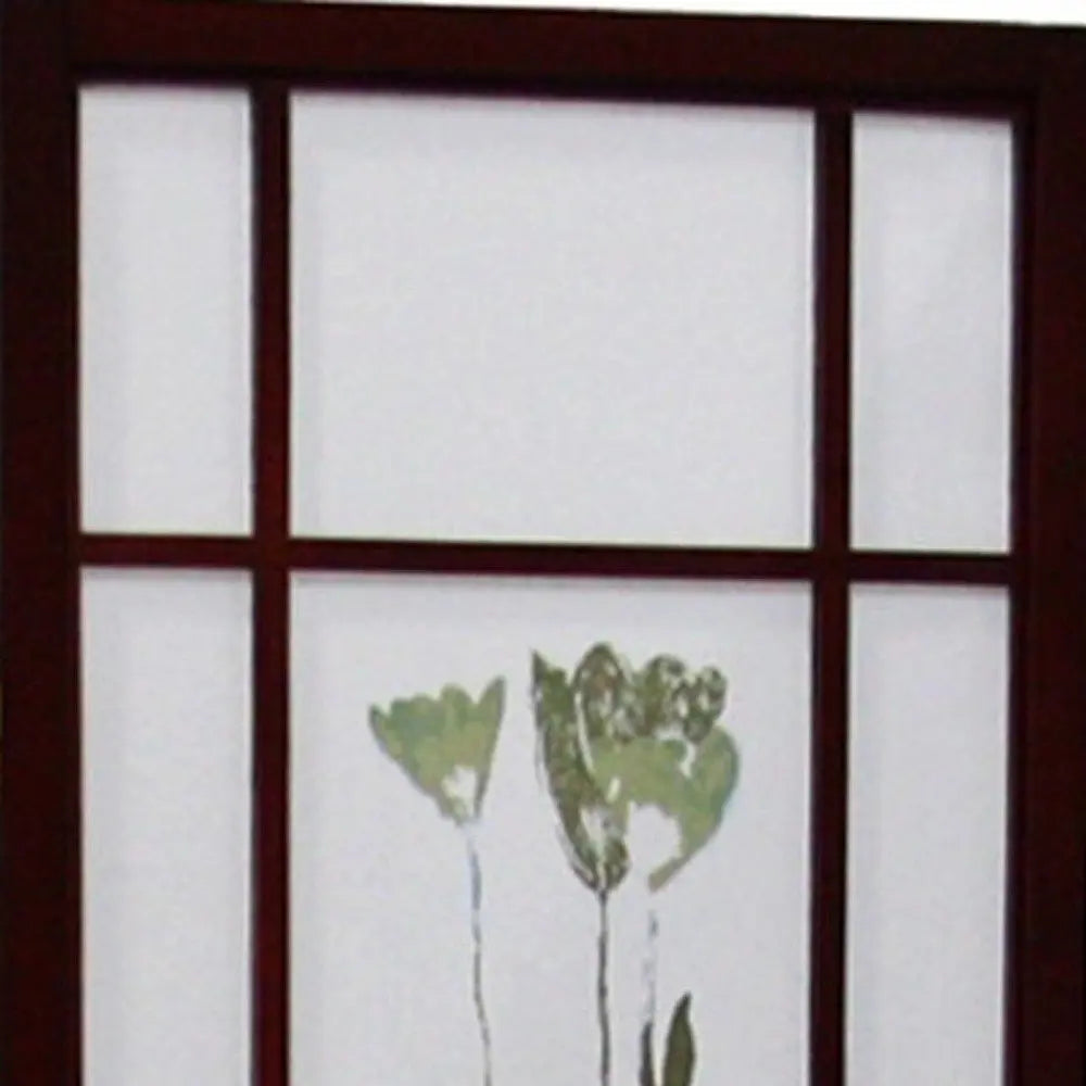 70" Brown Heavy Duty Rice Paper Folding Four Panel Screen Room Divider