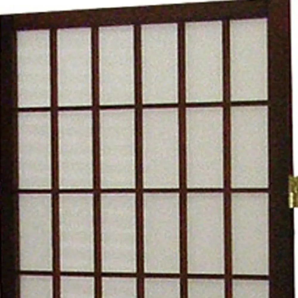 70" Brown Heavy Duty Rice Paper Folding Three Panel Screen Room Divider HomeRoots