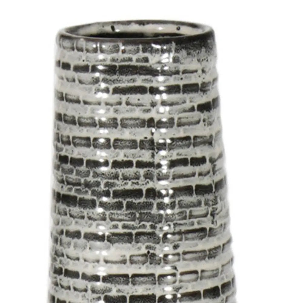 47" Black And Gray Ombre Tapered Ceramic Floor Vase - NOBLE HOME INTERIORS