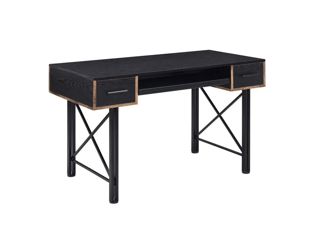 47" Black Computer Desk With Two Drawers - NOBLE HOME INTERIORS