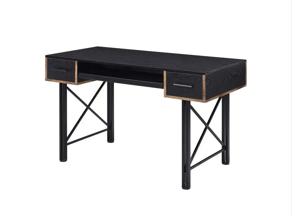 47" Black Computer Desk With Two Drawers - NOBLE HOME INTERIORS