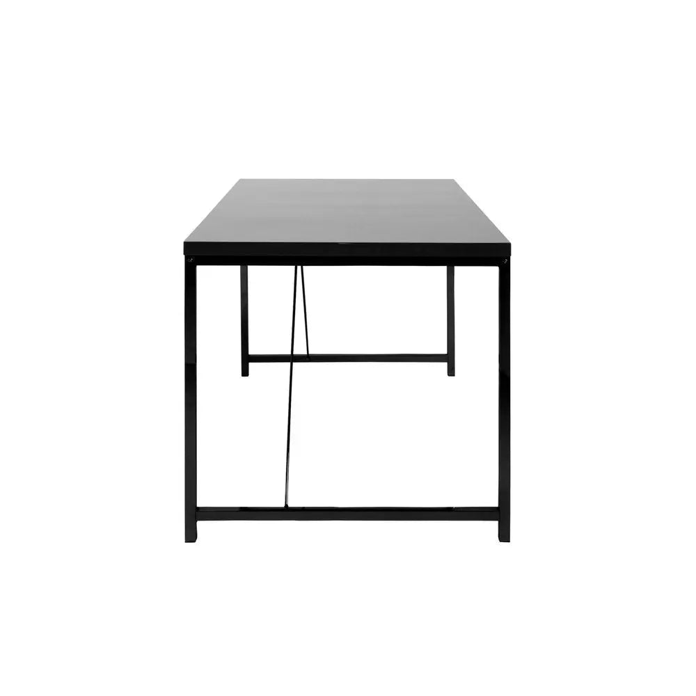 47" Black Wood and Stainless Steel Writing Desk - NOBLE HOME INTERIORS
