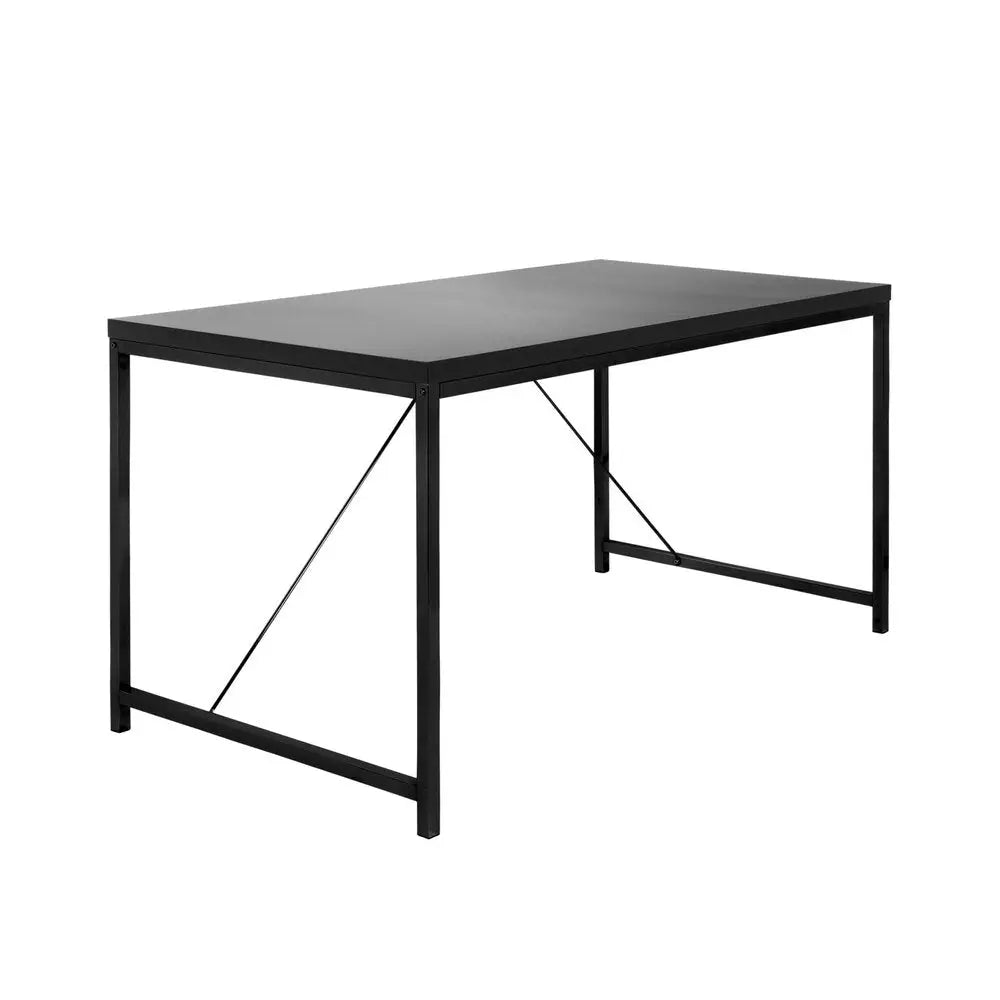 47" Black Wood and Stainless Steel Writing Desk - NOBLE HOME INTERIORS