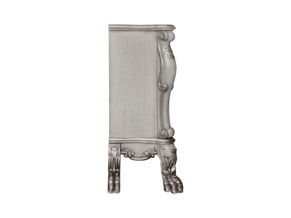 47" Bone Wood Ornate Carved Scrollwork Electric Free Standing Fireplace With Mantle - NOBLE HOME INTERIORS