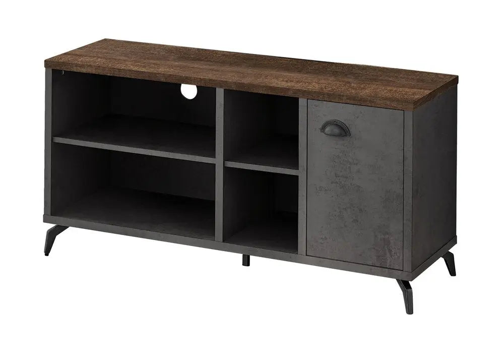 47" Brown And Gray Distressed Reclaimed Wood Enclosed and Open Storage TV Stand - NOVA HOME FURNITURE