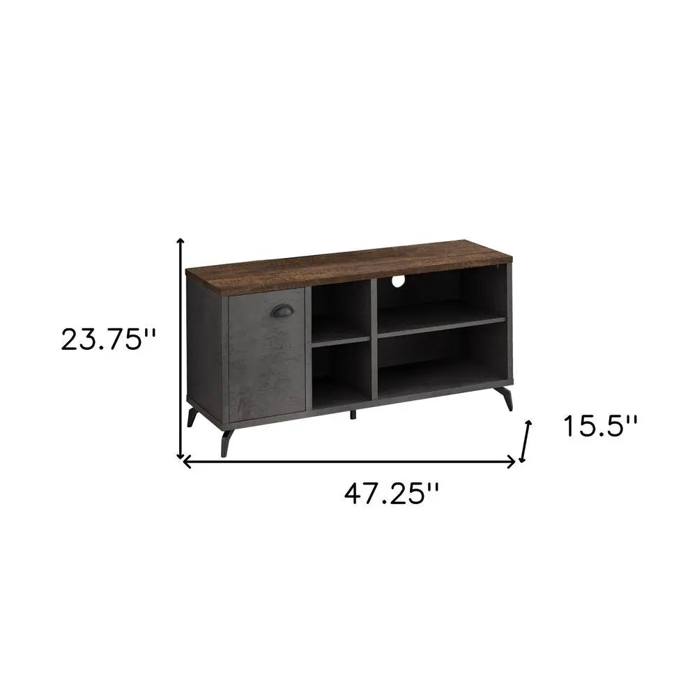 47" Brown And Gray Distressed Reclaimed Wood Enclosed and Open Storage TV Stand - NOVA HOME FURNITURE