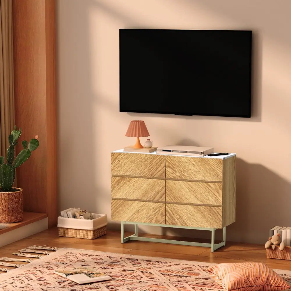 47" Brown Solid and Manufactured Wood Six Drawer Dresser - NOBLE HOME INTERIORS