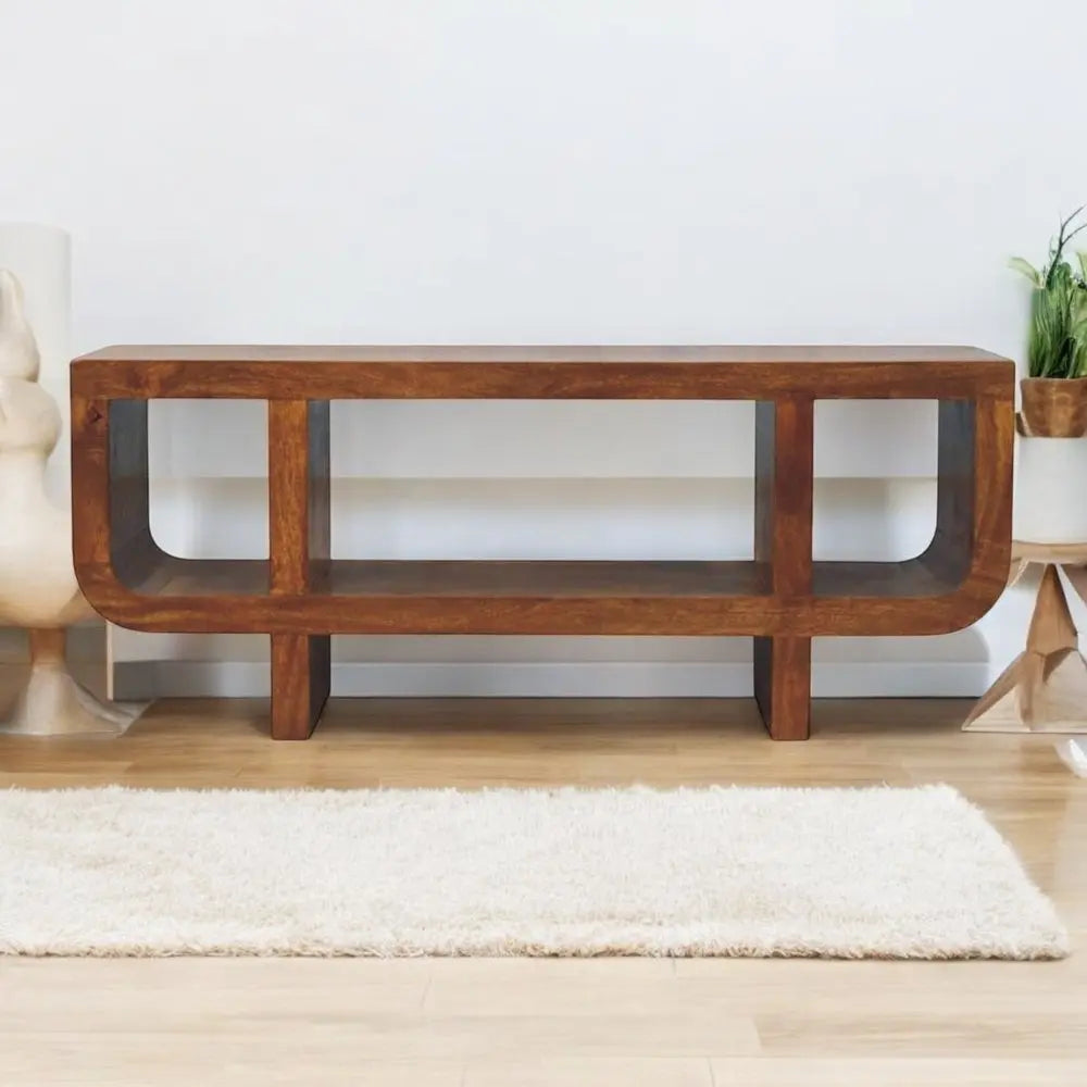 47" Brown Solid Wood Enclosed and Open Storage TV Stand - NOVA HOME FURNITURE