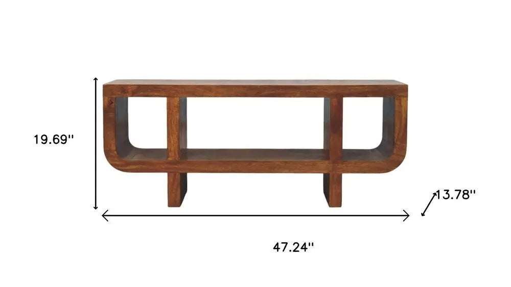 47" Brown Solid Wood Enclosed and Open Storage TV Stand - NOBLE HOME INTERIORS