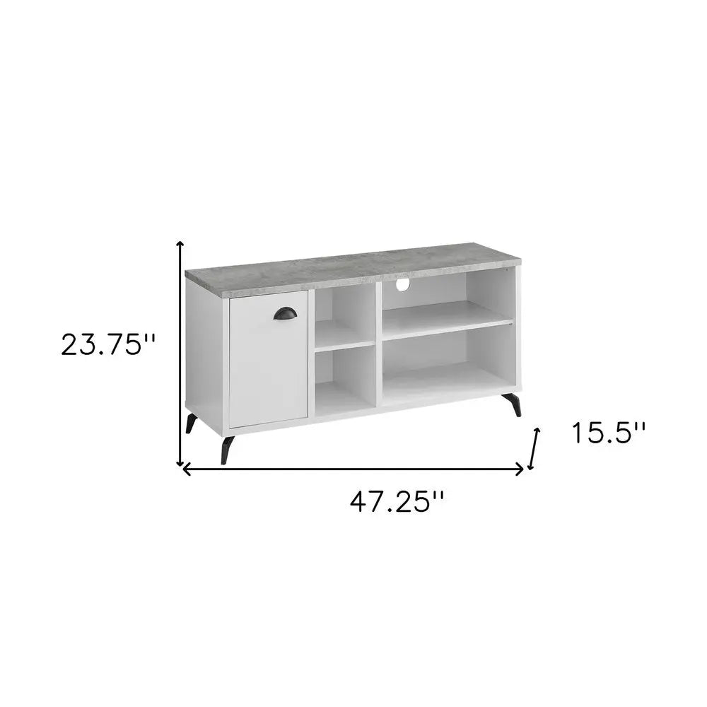 47" Gray And White Wood Enclosed and Open Storage TV Stand - NOVA HOME FURNITURE
