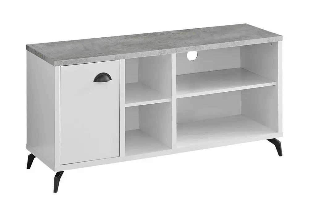 47" Gray And White Wood Enclosed and Open Storage TV Stand - NOVA HOME FURNITURE
