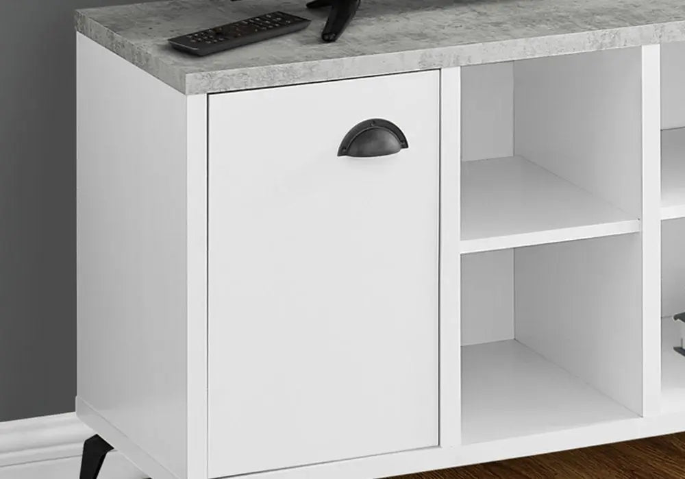 47" Gray And White Wood Enclosed and Open Storage TV Stand - NOVA HOME FURNITURE