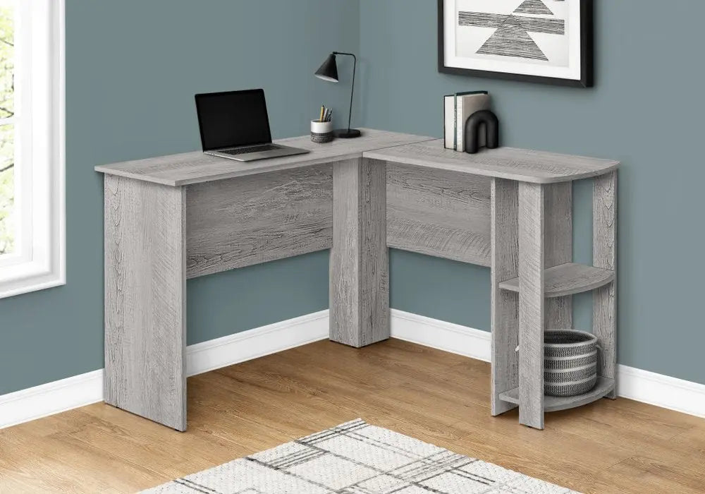 47" Gray Wood Corner Computer Desk - NOBLE HOME INTERIORS