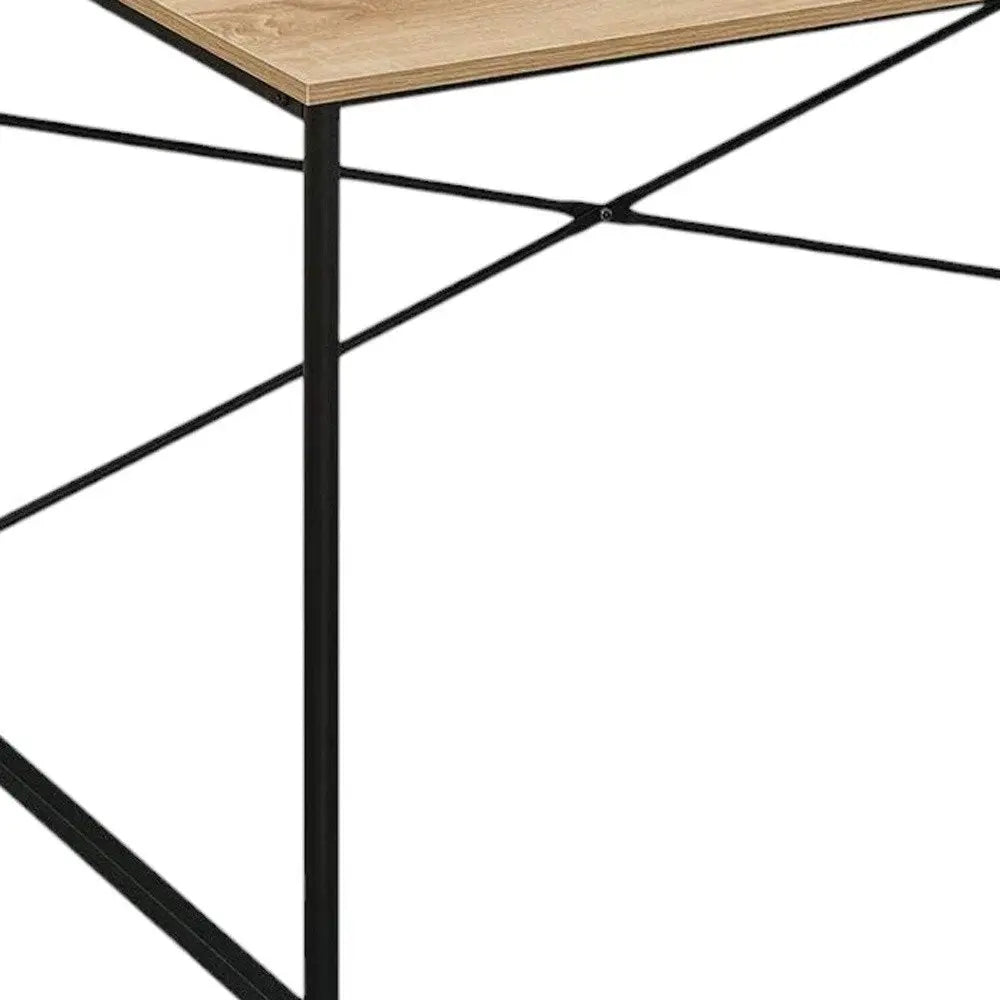 47" Natural and Black Wood and Metal Computer Desk - NOBLE HOME INTERIORS