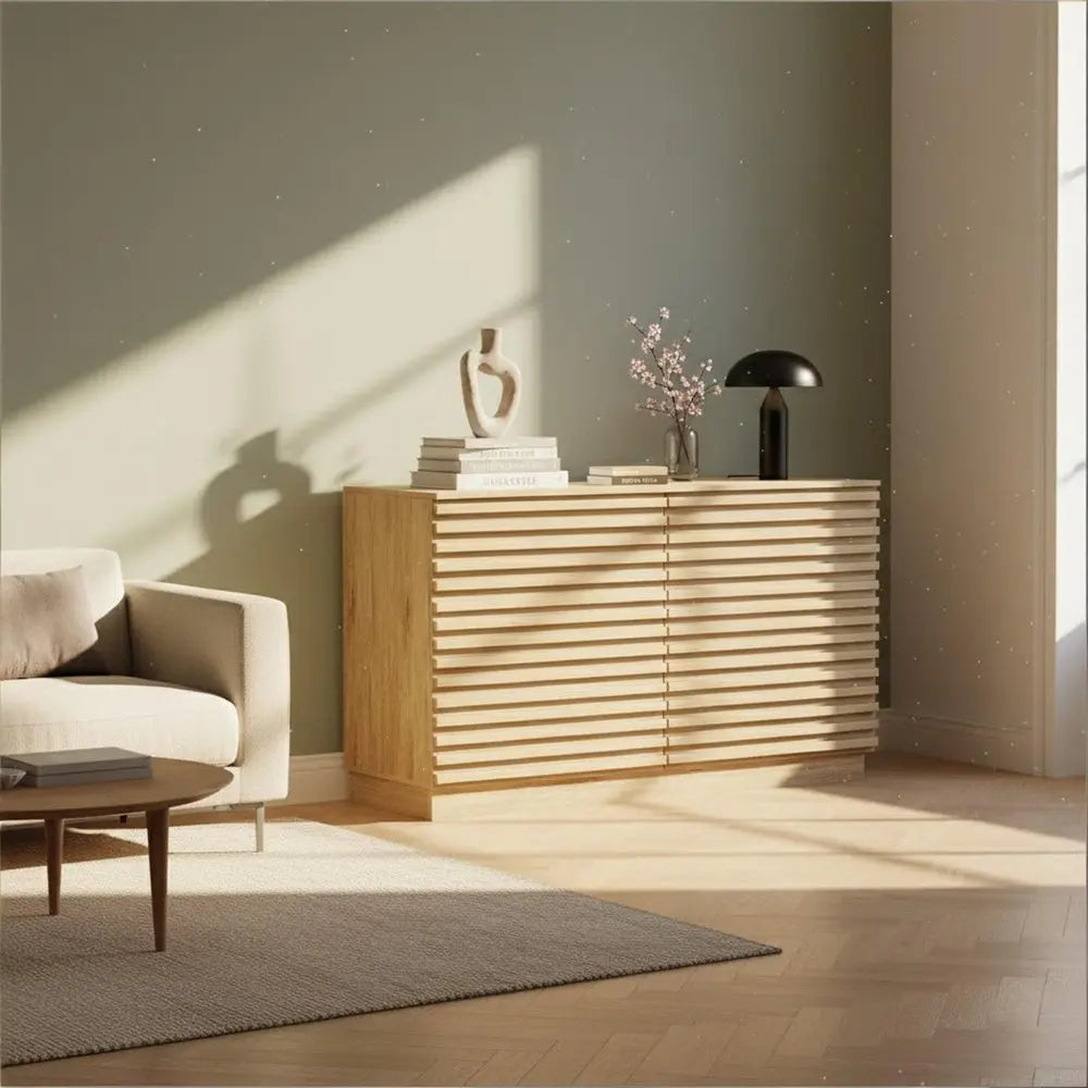 47" Oak Solid Wood Console Accent Cabinet With Six Drawers - NOVA HOME FURNITURE