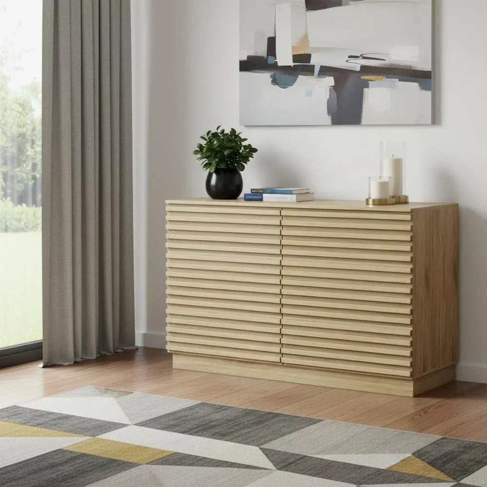 47" Oak Solid Wood Console Accent Cabinet With Six Drawers - NOVA HOME FURNITURE