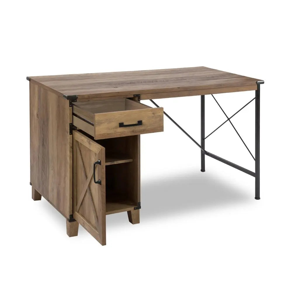 47" Oak Wood Wall Mounted Trestle Writing Desk - NOBLE HOME INTERIORS