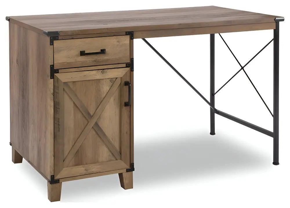 47" Oak Wood Wall Mounted Trestle Writing Desk - NOBLE HOME INTERIORS