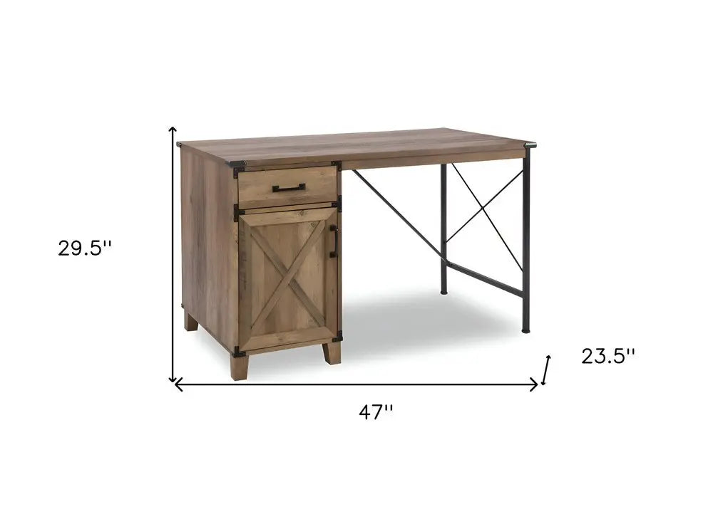 47" Oak Wood Wall Mounted Trestle Writing Desk - NOBLE HOME INTERIORS