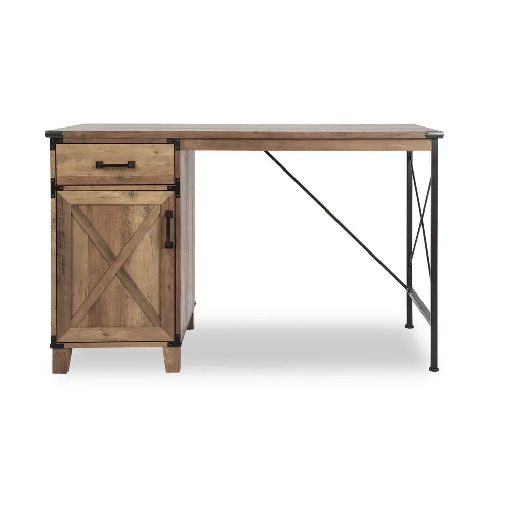 47" Oak Wood Wall Mounted Trestle Writing Desk - NOBLE HOME INTERIORS