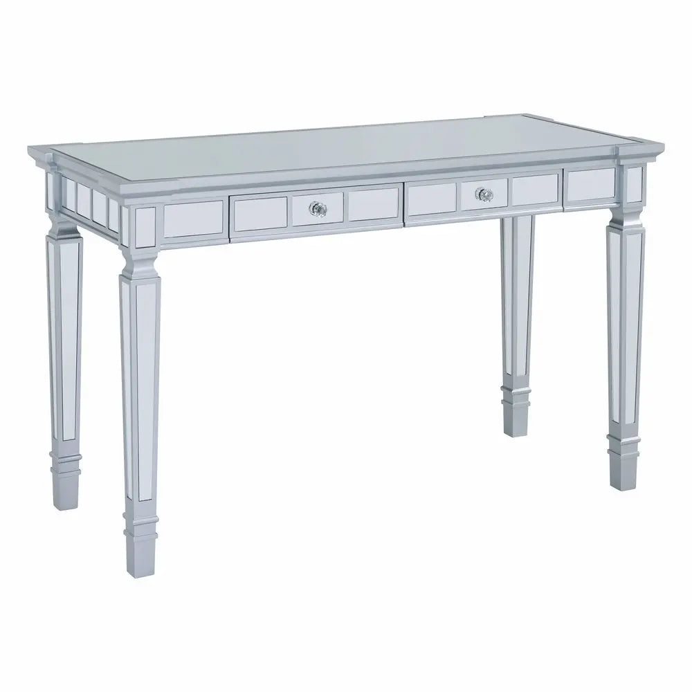 47" Silver Mirrored Writing Desk With Two Drawers - NOBLE HOME INTERIORS
